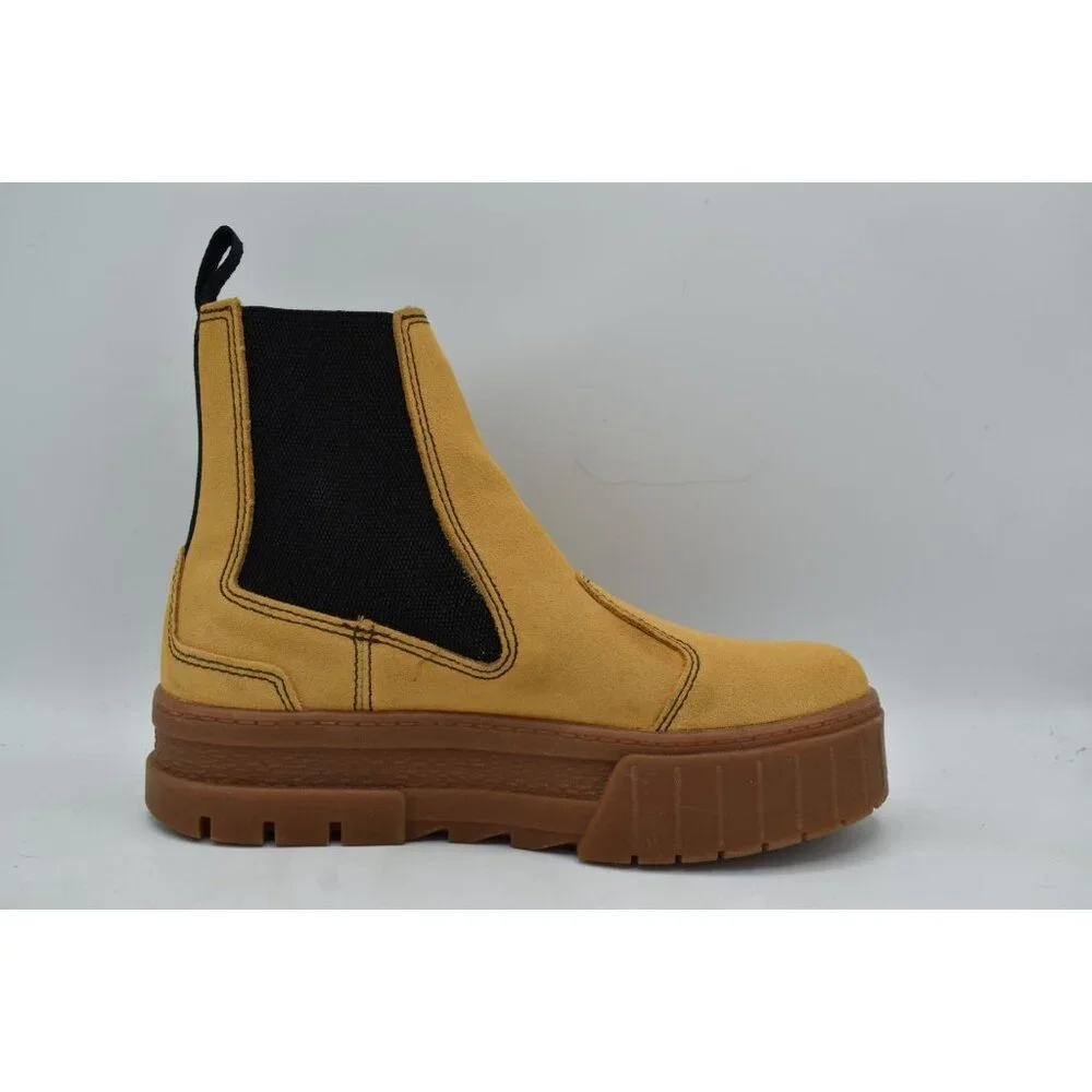 Puma Womens 7.5 Mayze Suede Brown Taffy‎ Tan Platform Chelsea Boots Shoes